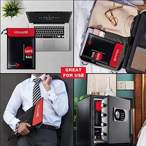 COLCASE Fireproof Document Bag 2 Pockets 38cm (15 Inches) | Fire & Waterproof Protection thumbnail 5