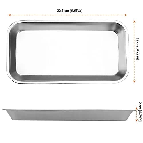 HOZEON Stainless Steel Surgical Tray 10 Pack | 22.5 x 12 x 2 cm (8.86 x 4.72 x 0.78 inch) thumbnail 2