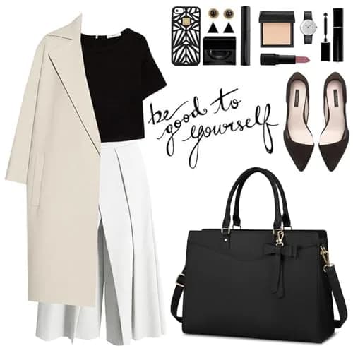 RAINSMORE Black Handbag for Women 15.6 Inch Laptop Tote Bag | Professional Business Office Work Bag thumbnail 8
