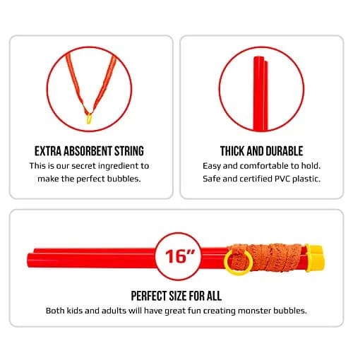 Atlasonix Giant Bubble Wand Kit with Powder for 3 Gallons of Solution | 8 Professional Bubble Wands & Trick Booklet thumbnail 4