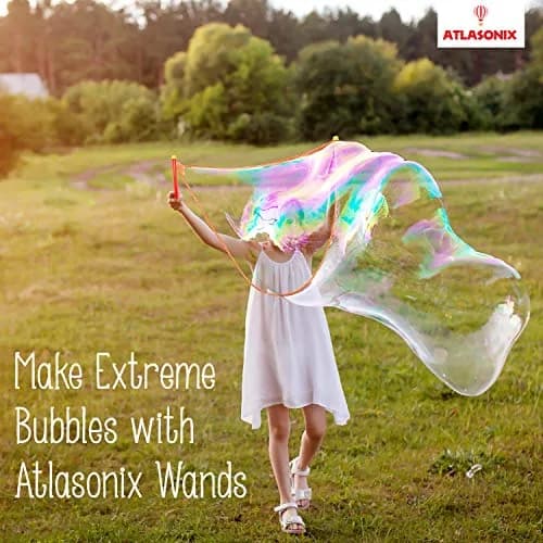 Atlasonix Giant Bubble Wand Kit with Powder for 3 Gallons of Solution | 8 Professional Bubble Wands & Trick Booklet thumbnail 7