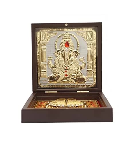 Idolkart 24k Gold & 999 Silver Coated Ganeshji Divine Box 8x5 cm (2x3 Inch) | Authentic USA Import thumbnail 2