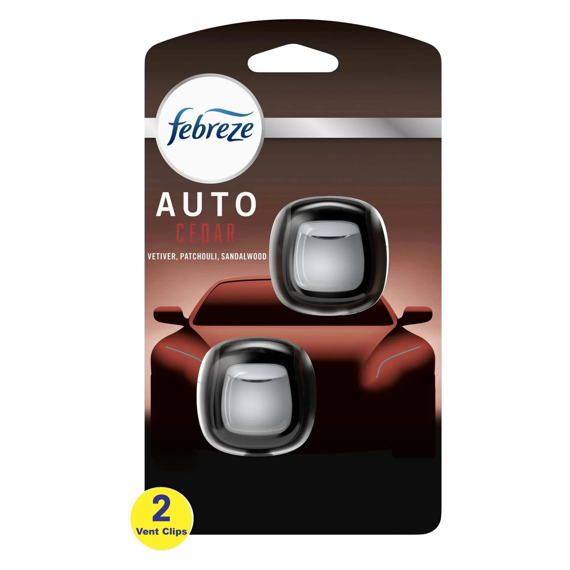 Febreze Car Vent Clip Air Freshener, Light Lavender Scent, 2 Count (Pack of 1) | Eliminates Odors for 80 Days - main product image
