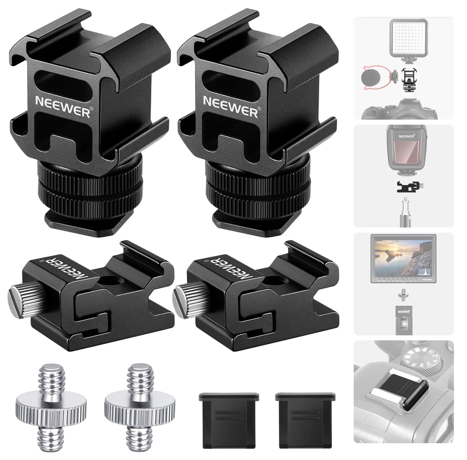 NEEWER 8 PCs Hot Shoe Mount Adapter Kit | Aluminum Camera & Lighting Accessory (70-120 chars) - main product image