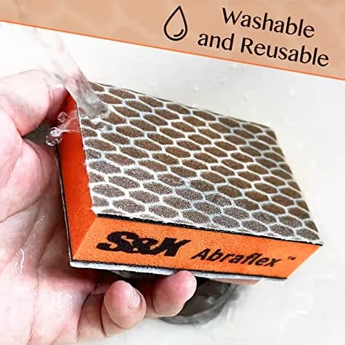 S&X Sanding Sponge Block 20 Sheets Assorted Grit | Wet & Dry, Hook & Loop, Durable, Space-Saving (70-120c) thumbnail 4
