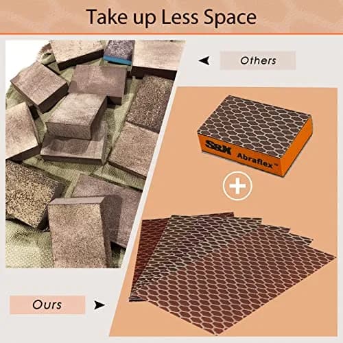 S&X Sanding Sponge Block 20 Sheets Assorted Grit | Wet & Dry, Hook & Loop, Durable, Space-Saving (70-120c) thumbnail 5