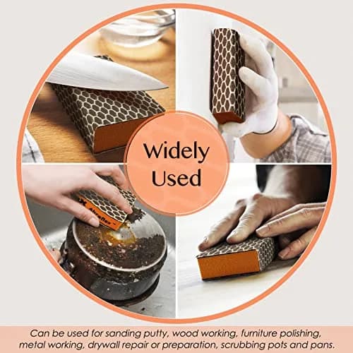 S&X Sanding Sponge Block 20 Sheets Assorted Grit | Wet & Dry, Hook & Loop, Durable, Space-Saving (70-120c) thumbnail 6