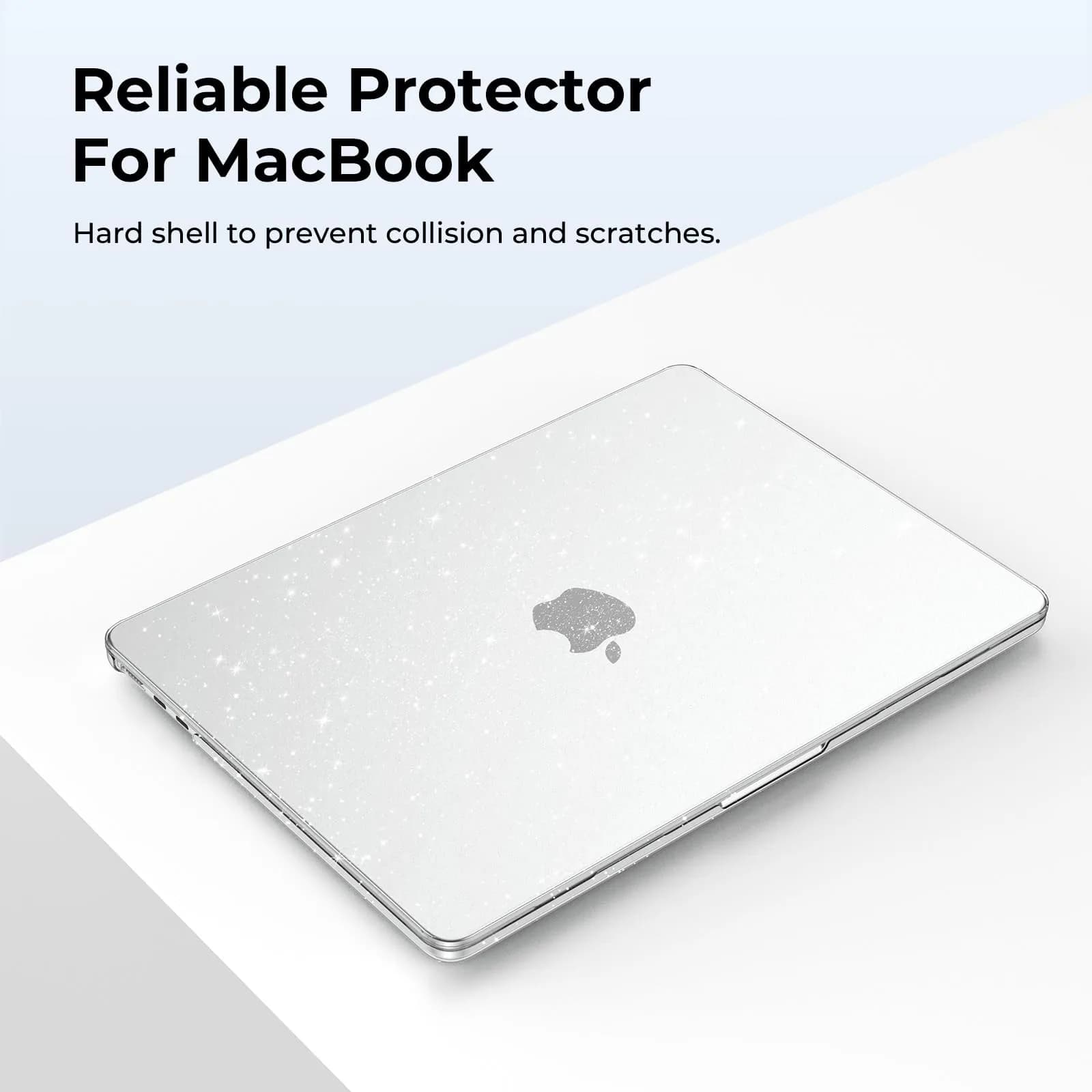 EooCoo Sparkly Clear Case for MacBook Air 13.6-inch M2-M5 | Polycarbonate Hard Shell Protection - view 6