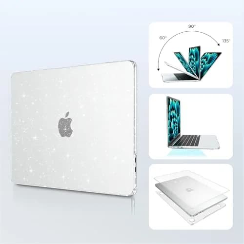 EooCoo Sparkly Clear Case for MacBook Air 13.6-inch M2-M5 | Polycarbonate Hard Shell Protection thumbnail 3