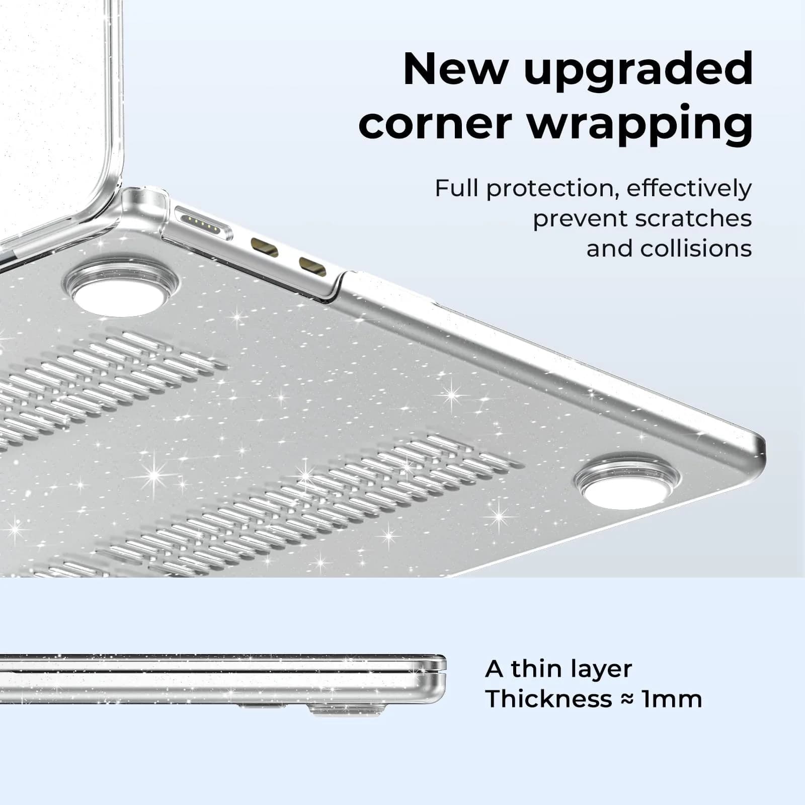 EooCoo Sparkly Clear Case for MacBook Air 13.6-inch M2-M5 | Polycarbonate Hard Shell Protection - view 4