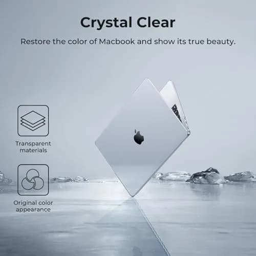 EooCoo Clear Case for MacBook Air 13.6-inch M2/M3/M4/M5 (2022-2026) | Crystal Hard Shell Protection thumbnail 8