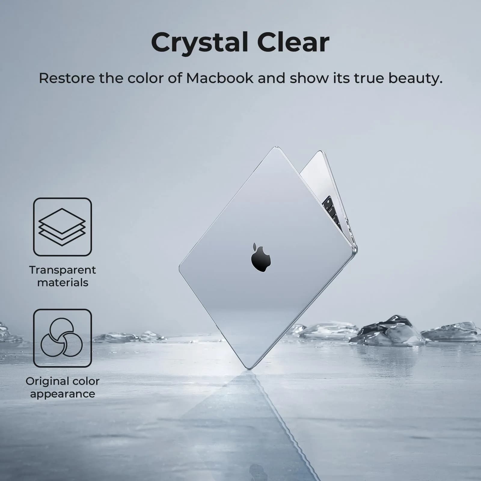 EooCoo Clear Case for MacBook Air 13.6-inch M2/M3/M4/M5 (2022-2026) | Crystal Hard Shell Protection - view 8