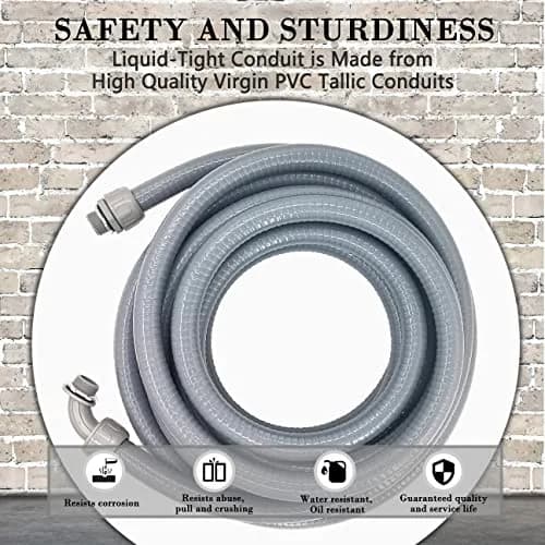 Wocloer Liquid-Tight Conduit 3/4inch 25Ft | Flexible Non-Metallic Electrical Kit for Outdoor & Indoor Use thumbnail 4
