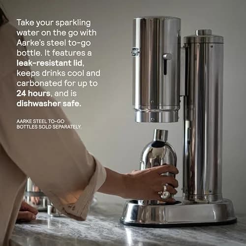 aarke Carbonator Pro - Premium Sparkling Water Maker, Sand | Stainless Steel, 700ml, Cordless, Swedish Design thumbnail 5