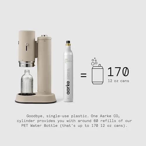 aarke Carbonator Pro - Premium Sparkling Water Maker, Sand | Stainless Steel, 700ml, Cordless, Swedish Design thumbnail 2