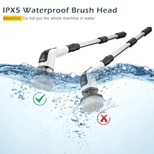 Bomves Electric Spin Scrubber with Long Handle & 8 Replaceable Brush Heads | 45in (114cm) Extendable, 500 RPM, Cordless Bathroom Cleaner thumbnail 7