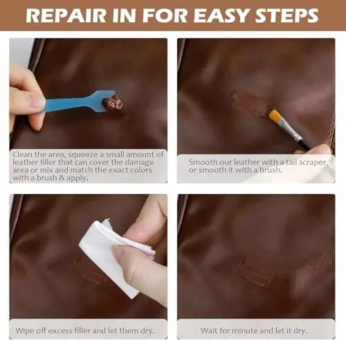 SEISSO 18 Colors Leather Repair Kit | Professional Dye Filler Paint for Furniture, Car Seats, Couches, Shoes, Bags, Jackets, Vinyl thumbnail 4