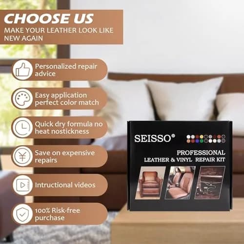 SEISSO 18 Colors Leather Repair Kit | Professional Dye Filler Paint for Furniture, Car Seats, Couches, Shoes, Bags, Jackets, Vinyl thumbnail 6