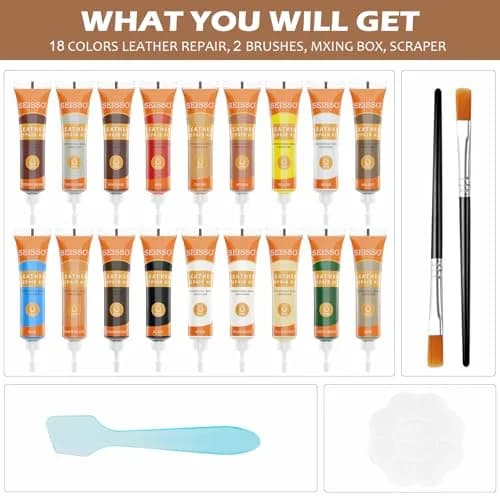 SEISSO 18 Colors Leather Repair Kit | Professional Dye Filler Paint for Furniture, Car Seats, Couches, Shoes, Bags, Jackets, Vinyl thumbnail 3