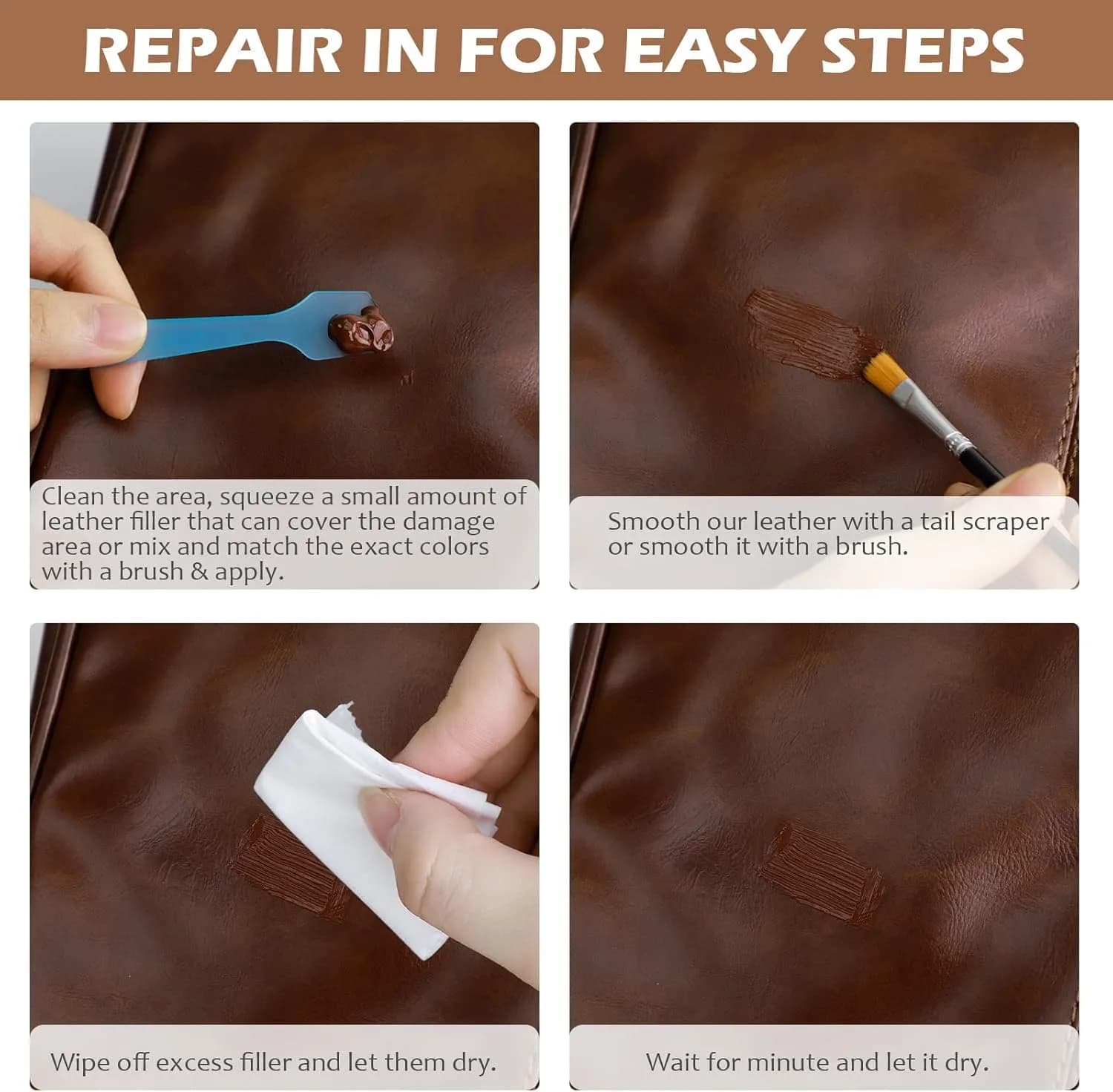 SEISSO 18 Colors Leather Repair Kit | Professional Dye Filler Paint for Furniture, Car Seats, Couches, Shoes, Bags, Jackets, Vinyl - view 4