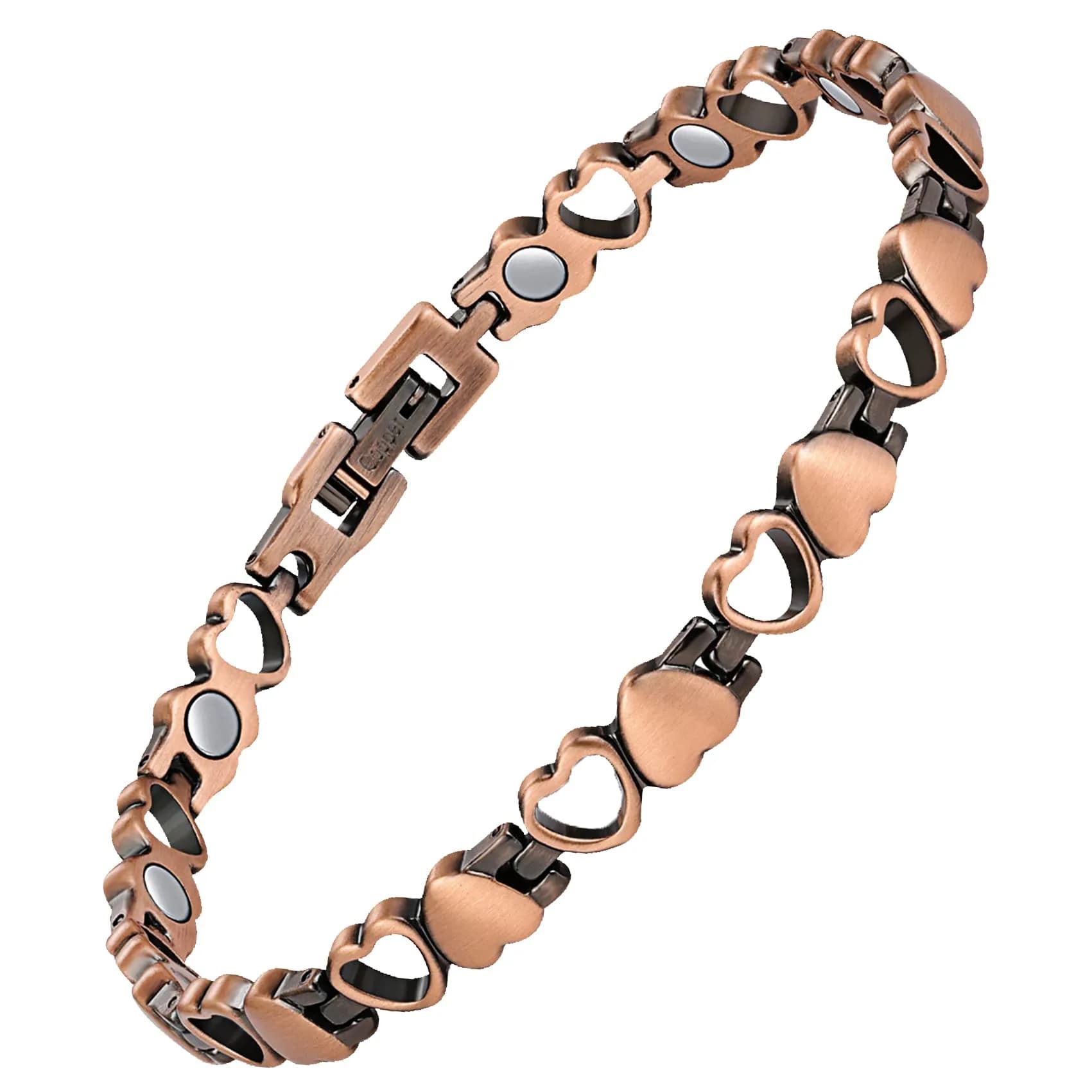 Feraco 99.99% Pure Copper Magnetic Ankle Bracelet for Women | Heart Shape, 28.9cm (11.38") - main product image