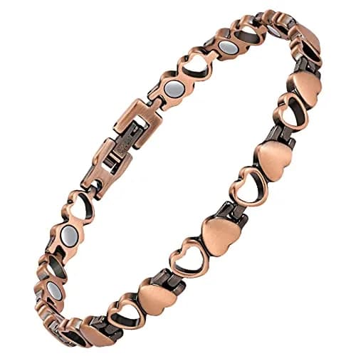 Feraco 99.99% Pure Copper Magnetic Ankle Bracelet for Women | Heart Shape, 28.9cm (11.38") thumbnail 1