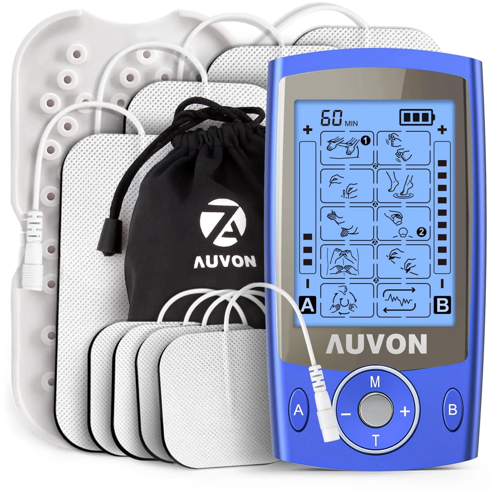 AUVON Dual Channel TENS Unit Muscle Stimulator Machine for Pain Relief with 20 Modes & 2x4 Inch Electrode Pads - main product image
