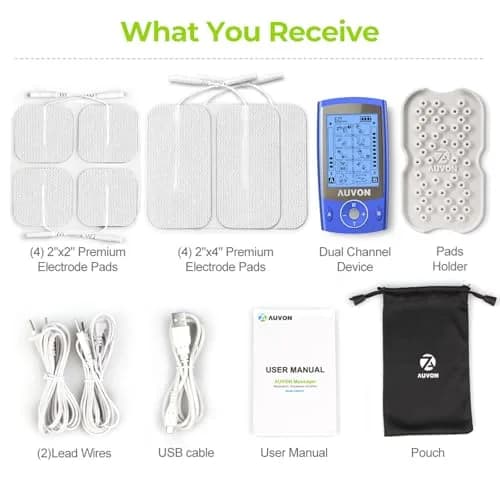 AUVON Dual Channel TENS Unit Muscle Stimulator Machine for Pain Relief with 20 Modes & 2x4 Inch Electrode Pads thumbnail 8