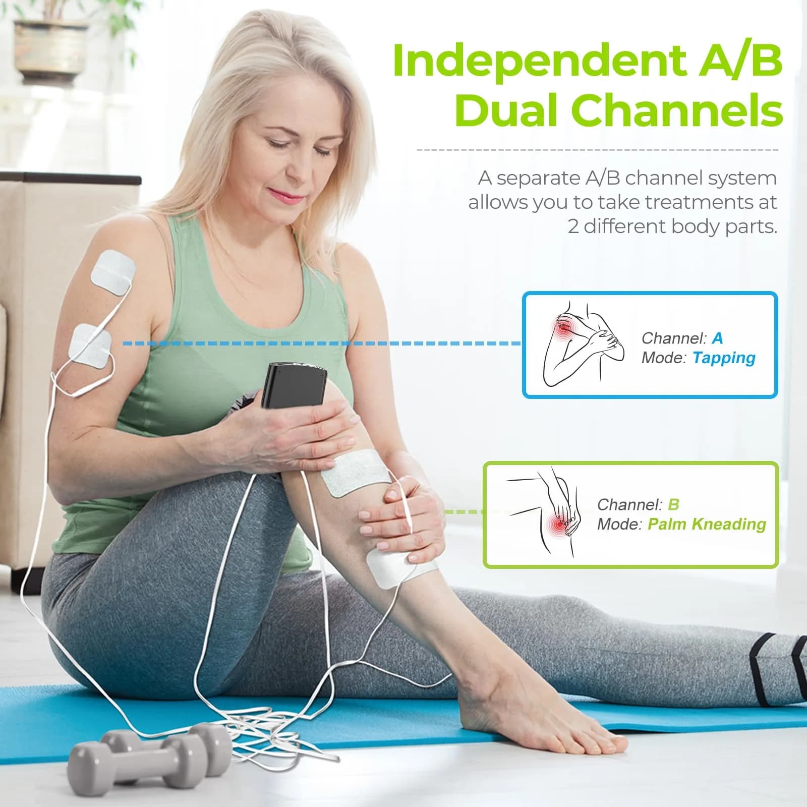 AUVON Dual Channel TENS Unit Muscle Stimulator Machine for Pain Relief with 20 Modes & 2x4 Inch Electrode Pads - view 3