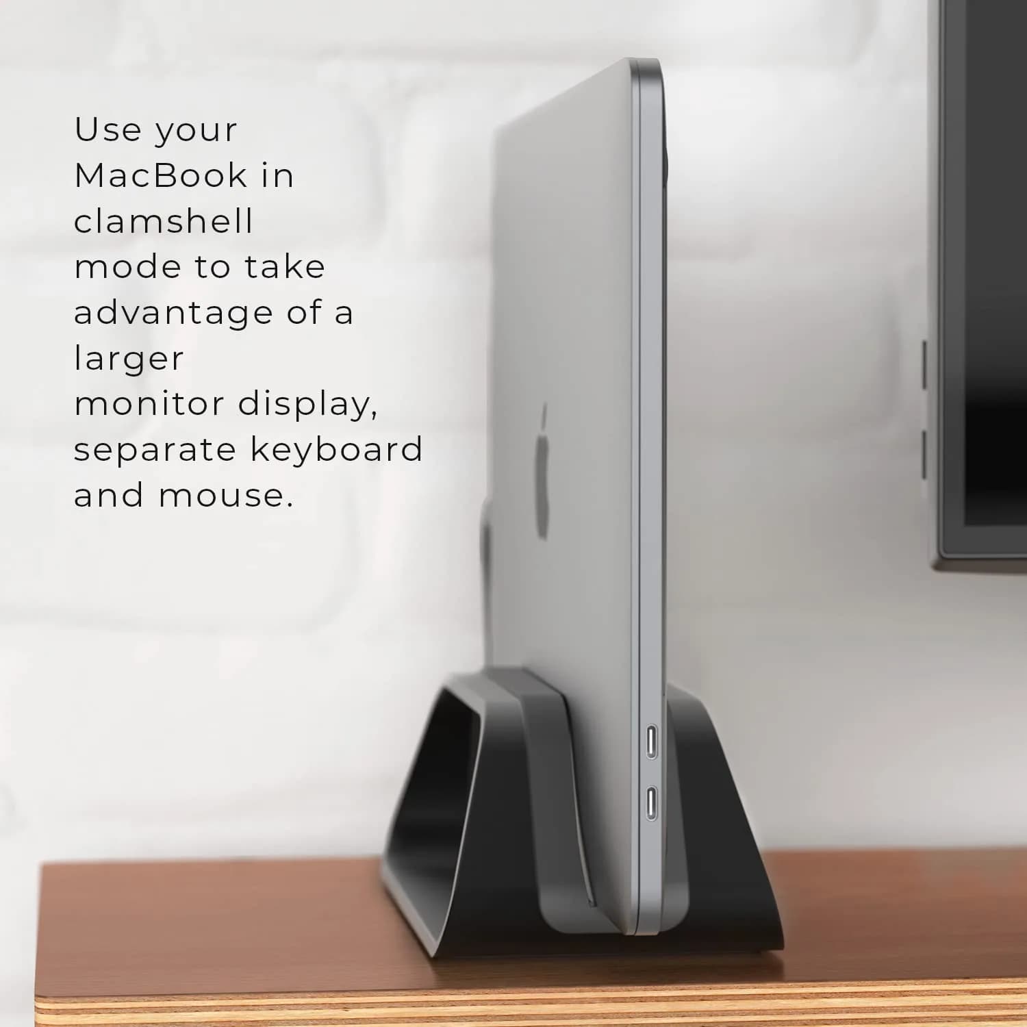 HumanCentric Vertical Laptop Stand for MacBook Pro & Air, Aluminium, Black | Space-Saving Desk Organizer - view 5