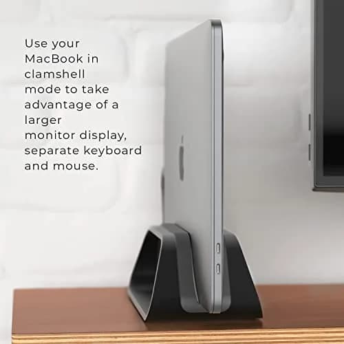 HumanCentric Vertical Laptop Stand for MacBook Pro & Air, Aluminium, Black | Space-Saving Desk Organizer thumbnail 5