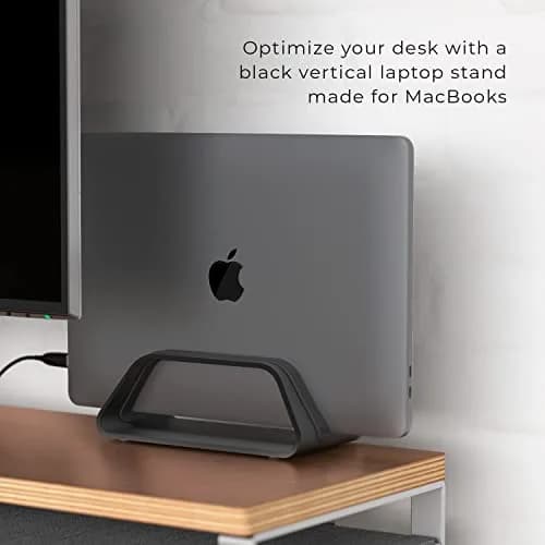 HumanCentric Vertical Laptop Stand for MacBook Pro & Air, Aluminium, Black | Space-Saving Desk Organizer thumbnail 6