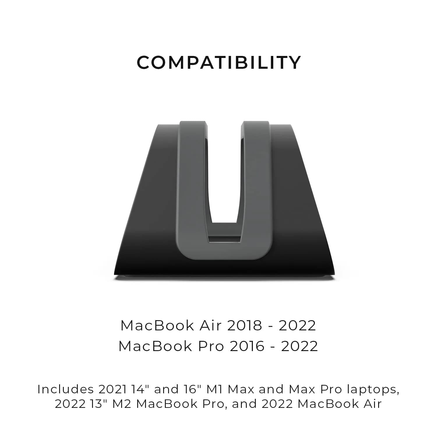 HumanCentric Vertical Laptop Stand for MacBook Pro & Air, Aluminium, Black | Space-Saving Desk Organizer - view 7