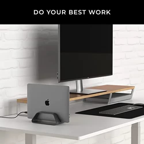 HumanCentric Vertical Laptop Stand for MacBook Pro & Air, Aluminium, Black | Space-Saving Desk Organizer thumbnail 8