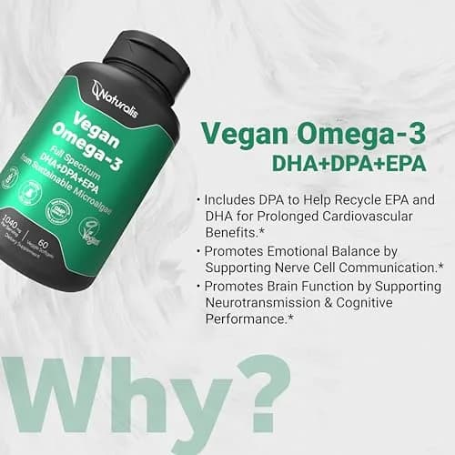 Naturalis Vegan Omega 3 520mg | Algae Oil, 60 Softgels, Vegan & Sustainably Grown thumbnail 4