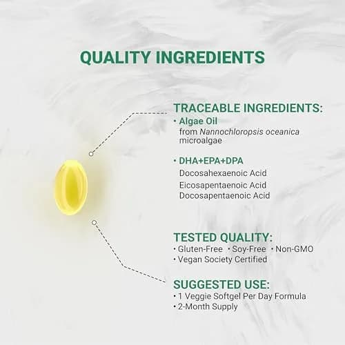 Naturalis Vegan Omega 3 520mg 120 Softgels | Vegan Algal Oil for Heart & Joint Support thumbnail 3
