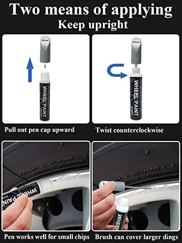 SYOAUTO Silver Rim Touch Up Paint Rim Scratch Repair Pen Wheel Touch Up Paint Car Rim Paint Pen Universal Color Silver Wheel Paint (Silver) | Easy Small Chip Fix thumbnail 5