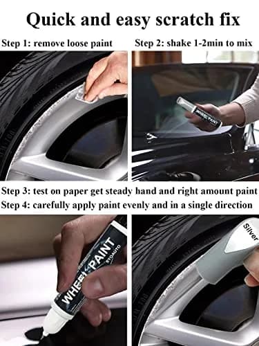SYOAUTO Silver Rim Touch Up Paint Rim Scratch Repair Pen Wheel Touch Up Paint Car Rim Paint Pen Universal Color Silver Wheel Paint (Silver) | Easy Small Chip Fix thumbnail 6