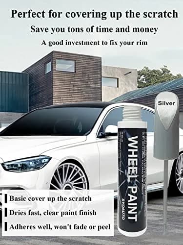 SYOAUTO Silver Rim Touch Up Paint Rim Scratch Repair Pen Wheel Touch Up Paint Car Rim Paint Pen Universal Color Silver Wheel Paint (Silver) | Easy Small Chip Fix thumbnail 7