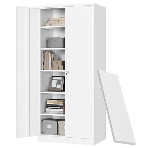 Letaya Metal Storage Cabinet with Lock Door 72" | Adjustable Shelves for Office & Home thumbnail 1