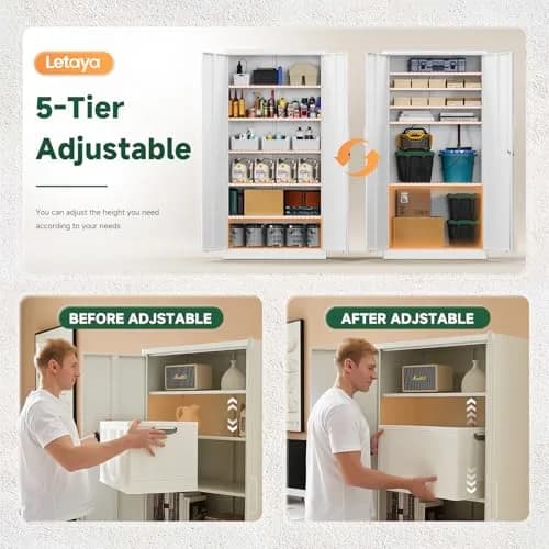 Letaya Metal Storage Cabinet with Lock Door 72" | Adjustable Shelves for Office & Home thumbnail 4