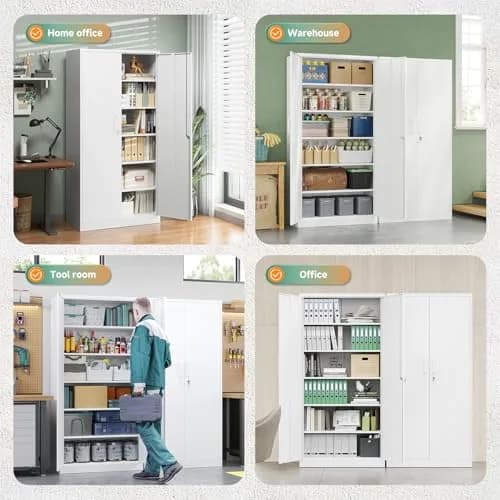 Letaya Metal Storage Cabinet with Lock Door 72" | Adjustable Shelves for Office & Home thumbnail 6