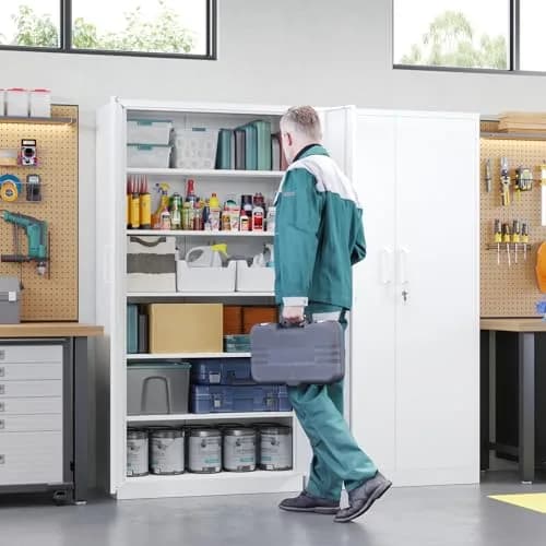 Letaya Metal Storage Cabinet with Lock Door 72" | Adjustable Shelves for Office & Home thumbnail 3