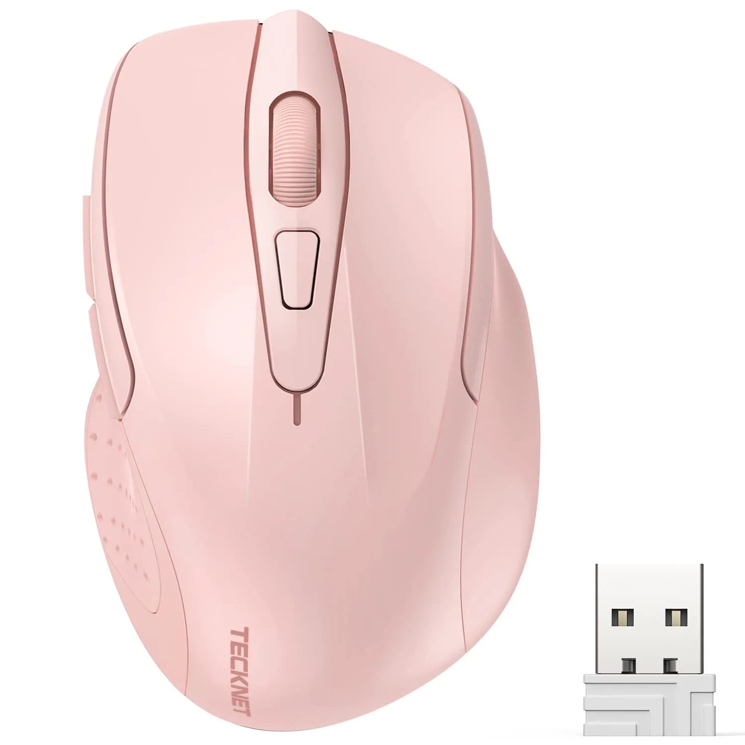 TECKNET M003 Wireless Mouse - Pink, 2.4G Ergonomic Computer Mouse with 2600 DPI for Right-Handed Use - main product image