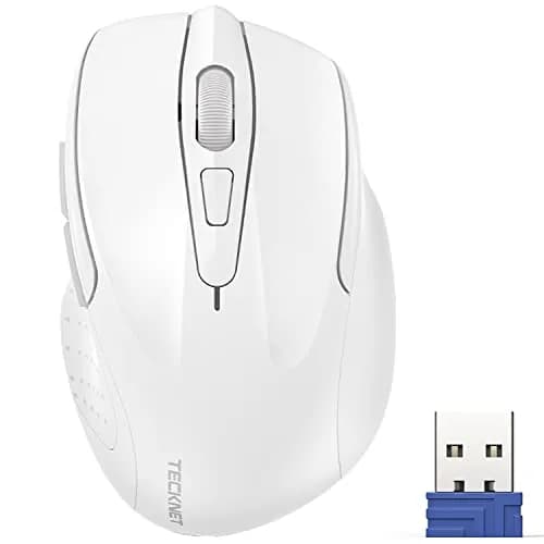 TECKNET M003 Wireless Ergonomic Computer Mouse - White, 2.4G with 2600 DPI for Right-Handed Use thumbnail 1