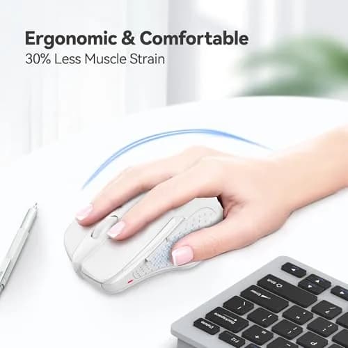 TECKNET M003 Wireless Ergonomic Computer Mouse - White, 2.4G with 2600 DPI for Right-Handed Use thumbnail 3