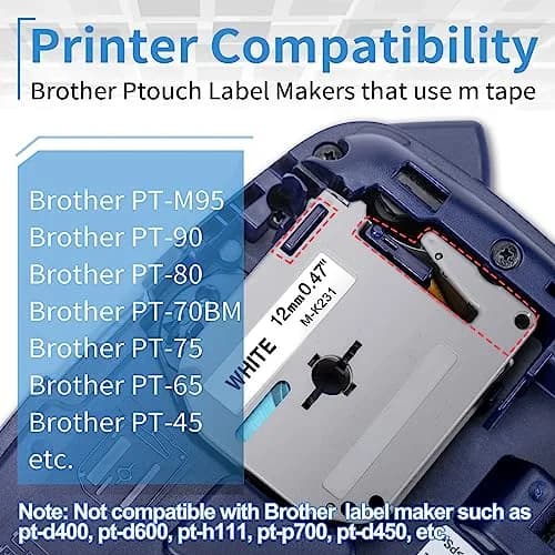 Labelife 12mm Label Tape Replacement for Brother P Touch M Tape | Durable Non-Laminated Office Label thumbnail 2