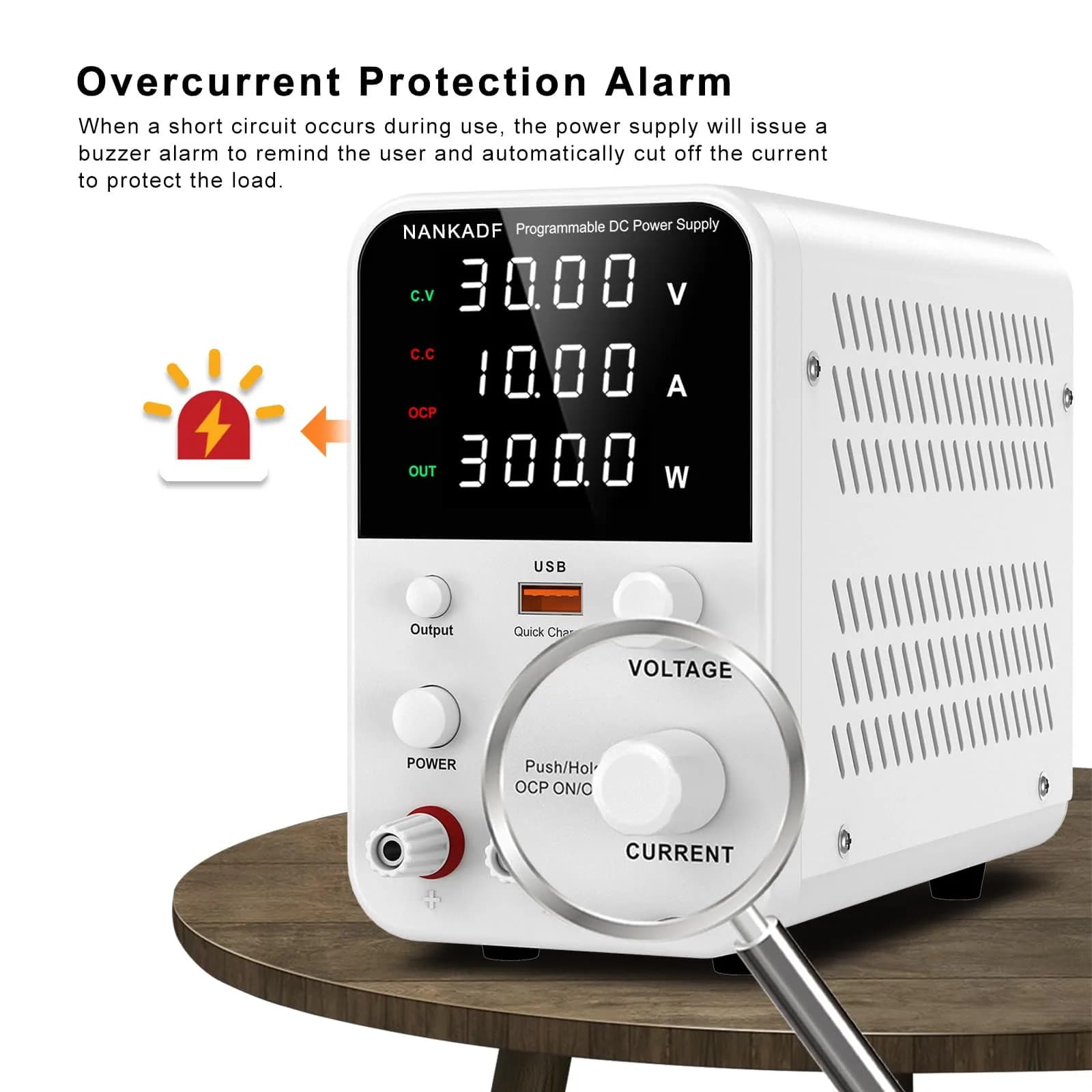 NANKADF 30V 10A White DC Power Supply with Precise Encoder Knob & USB Quick-Charge - view 4