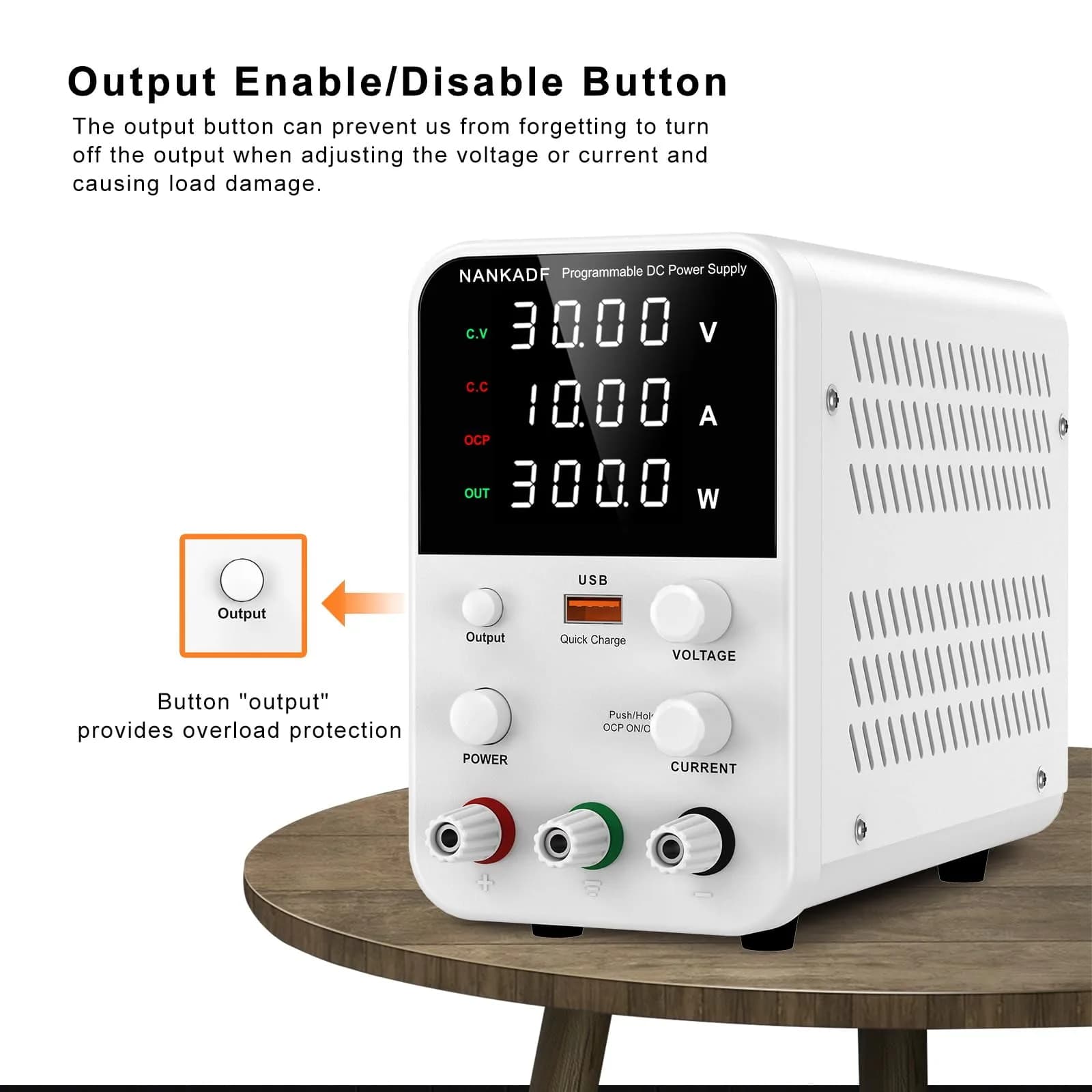 NANKADF 30V 10A White DC Power Supply with Precise Encoder Knob & USB Quick-Charge - view 3