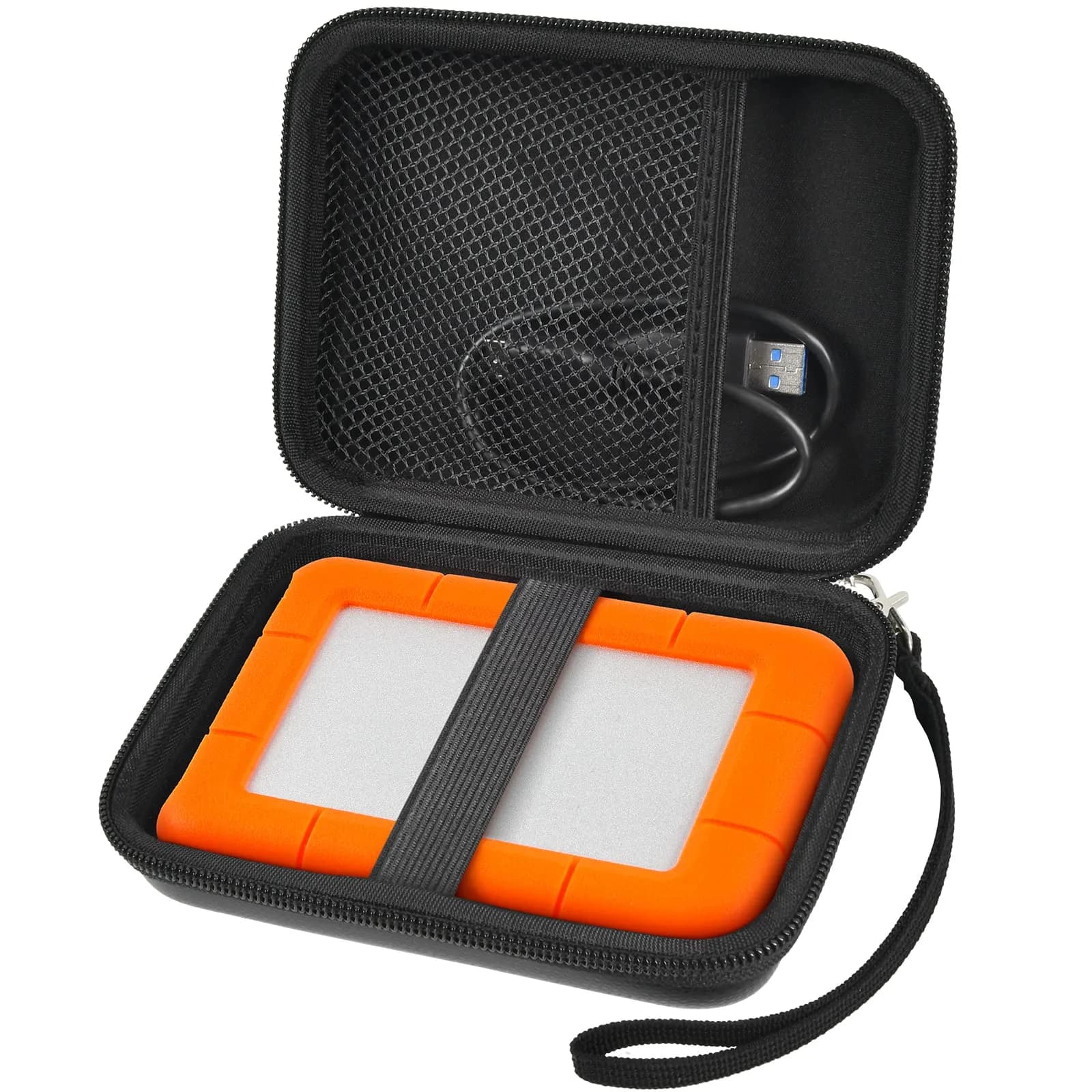 ALKOO Hard Drive Case for LaCie Rugged Mini 1TB-5TB | Black EVA & Polycarbonate Shell | 15.2cm x 11.8cm x 4.6cm — Black